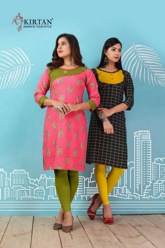 Kirtan Patang Rayon Printed Running Wear Kurti Wholesaler